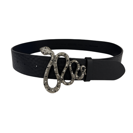Leather Belt with Snake Buckle
