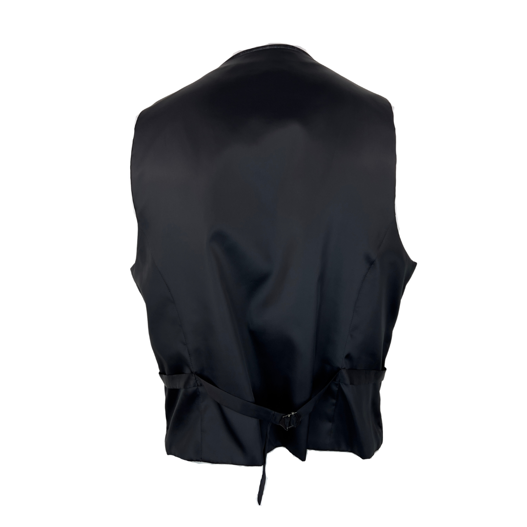 Sondergaard Black and Grey Plaid 5 Button Vest with Floral Lining