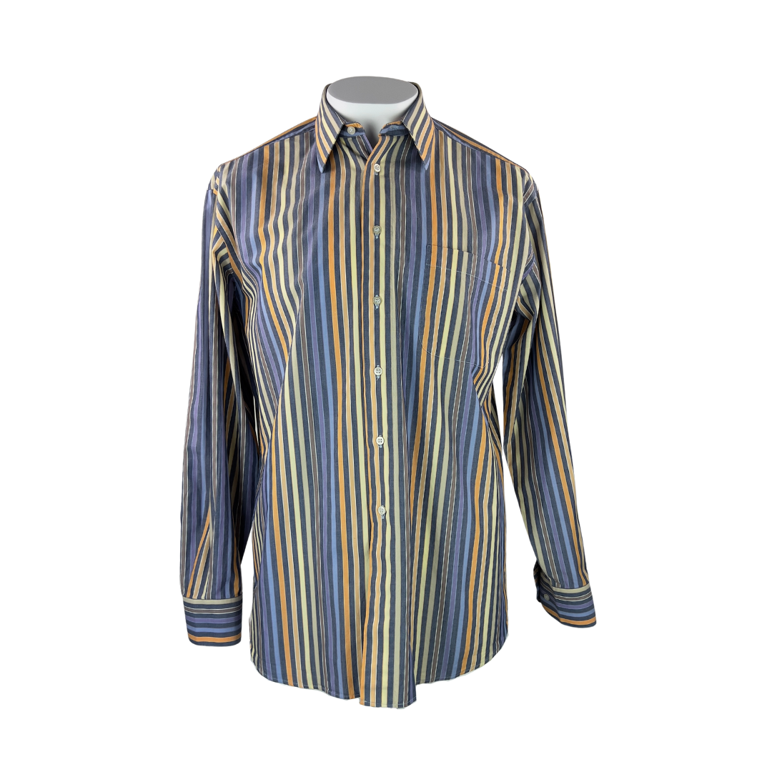 St. Croix Orange, Blue and Yellow Stripe Dress Shirt