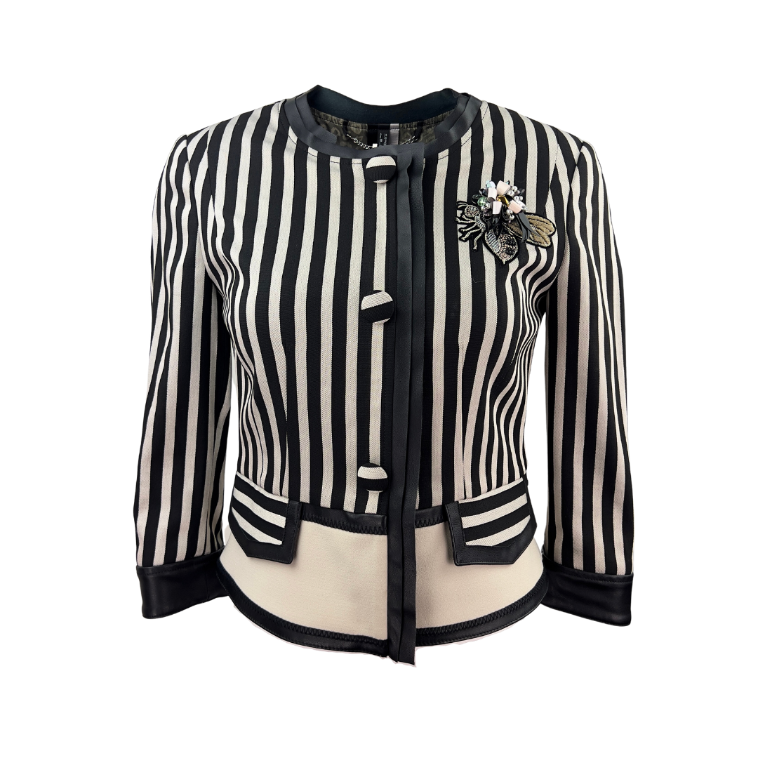Striped Blazer with Bee Embroidery