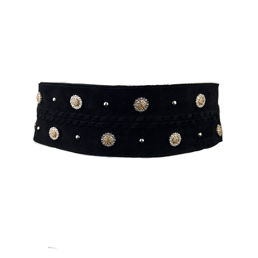 Sandro Suede Wrap Belt with Silver Medallions