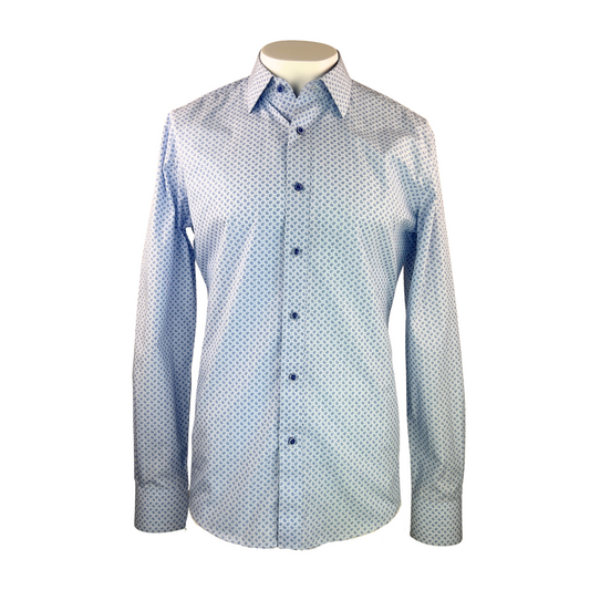 Surmesur Light Blue Dress Shirt with Tiny Paisley Print