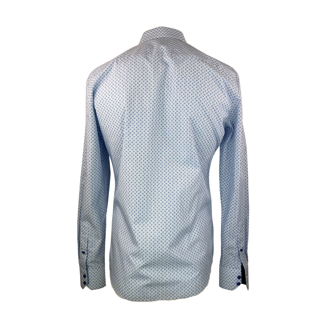 Surmesur Light Blue Dress Shirt with Tiny Paisley Print