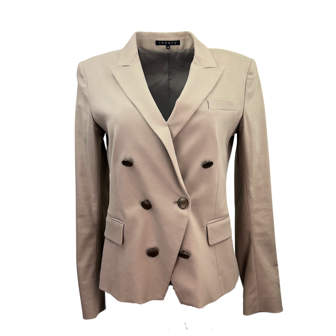 Taupe Double Breasted Theory Blazer