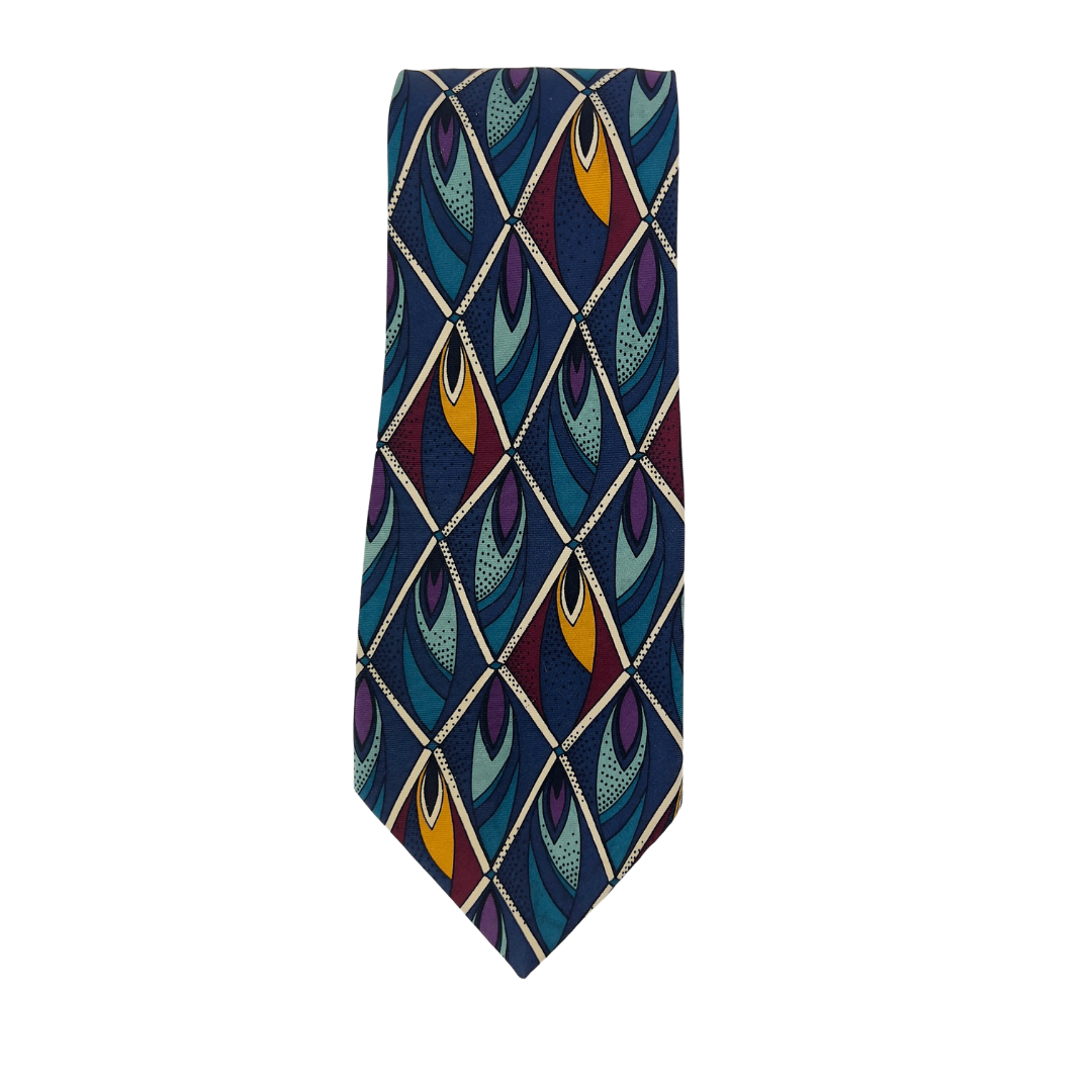 Teal Abstract Peacock Feather Tie