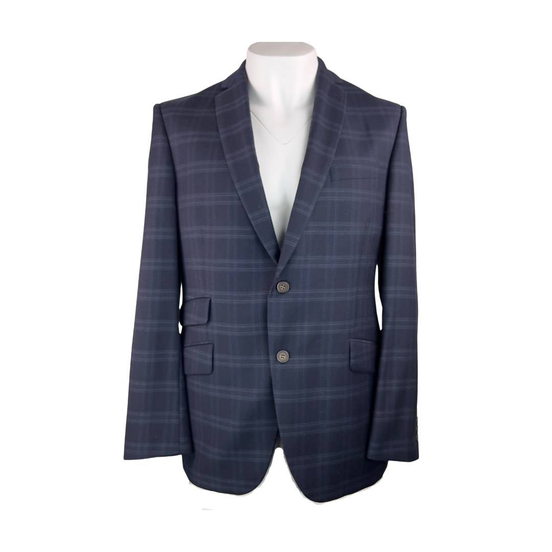 Ted Baker Navy Plaid Blazer Two Button