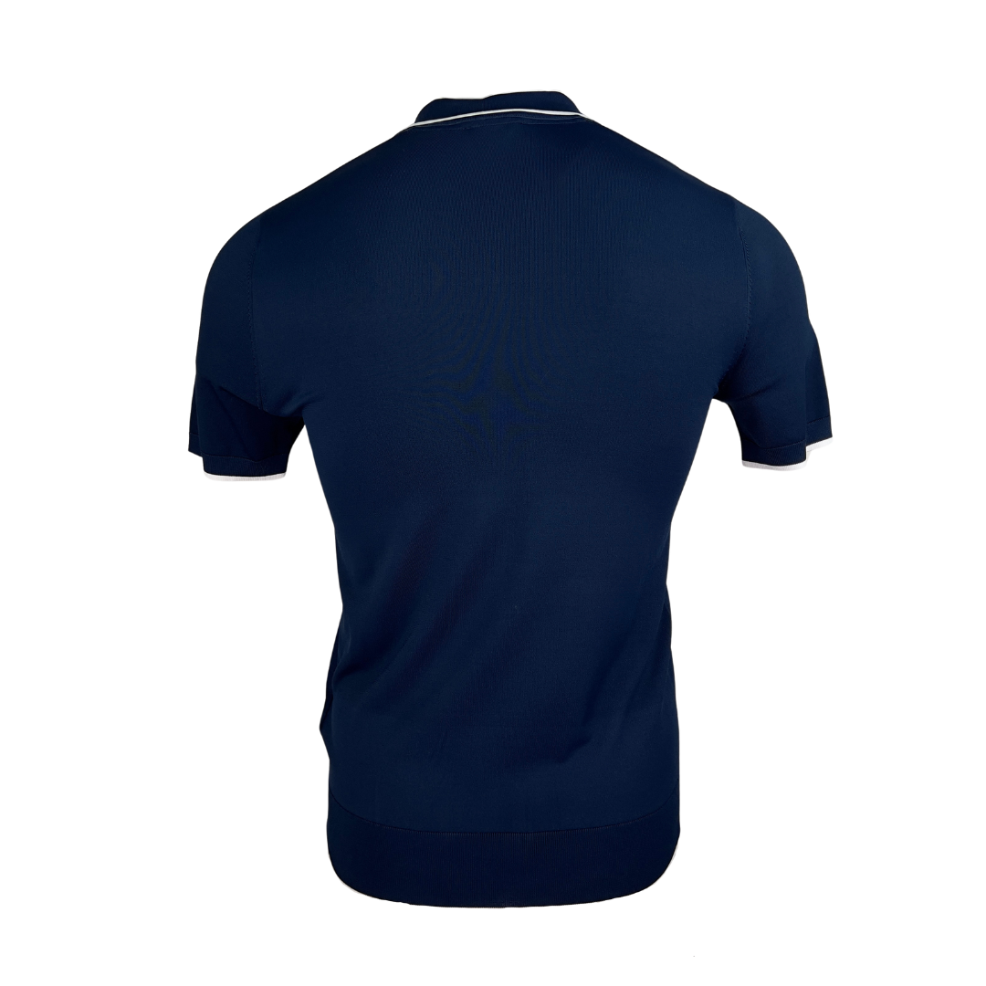 Ted Baker Navy Knit Polo with White Tipping