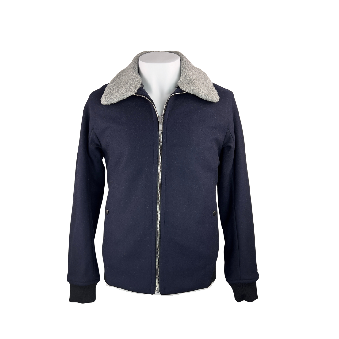 Theory Navy Wool Bomber Jacket