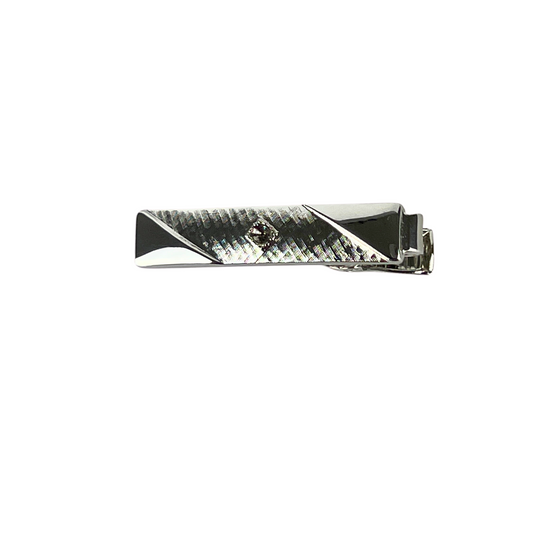 Silver Tie Bar with Diagonal Detail