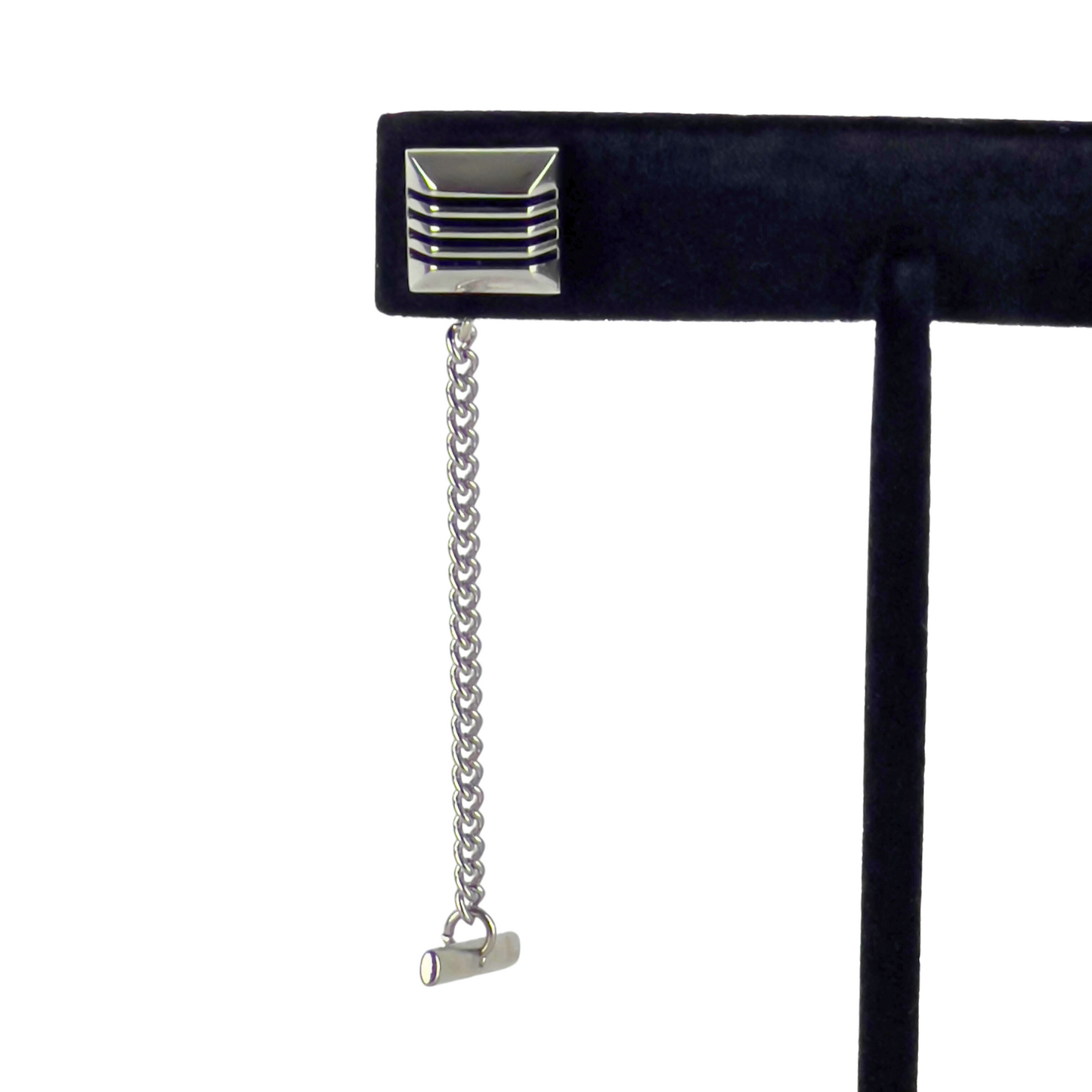 Silver Square Tie Tack with Black Lines