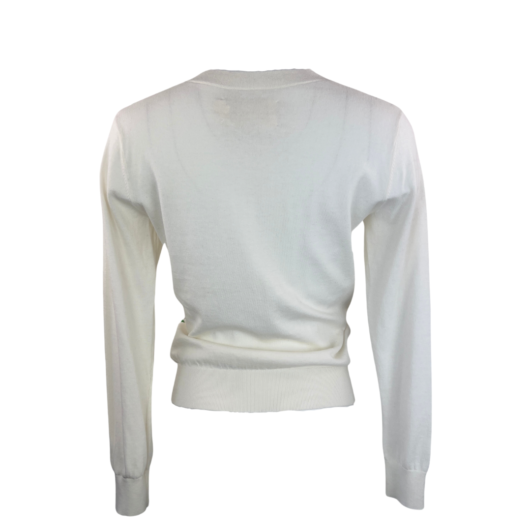 Tory Burch Loose White Sweater with Multi Color Stripes