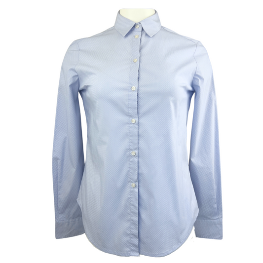 Baby Blue Trovare Dress Shirt with White Polka Dots
