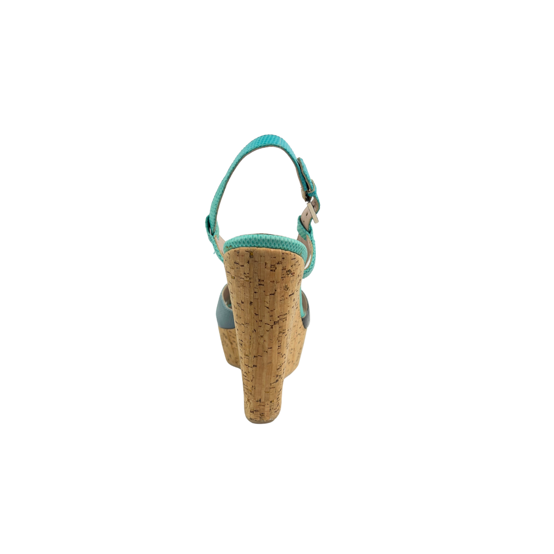Ferragamo Turquoise Leather Wedges
