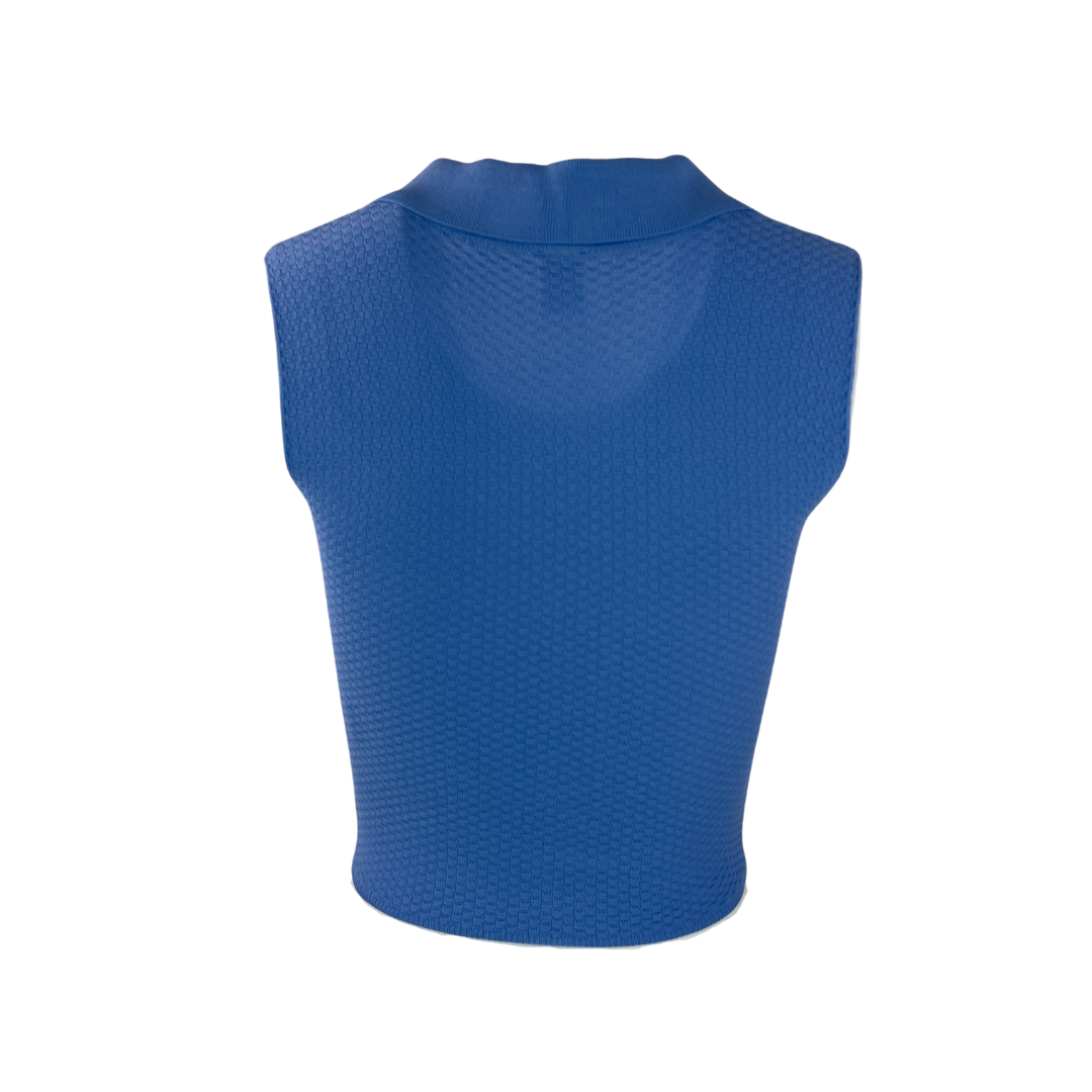 Twik Blue Sleeveless Crop Polo