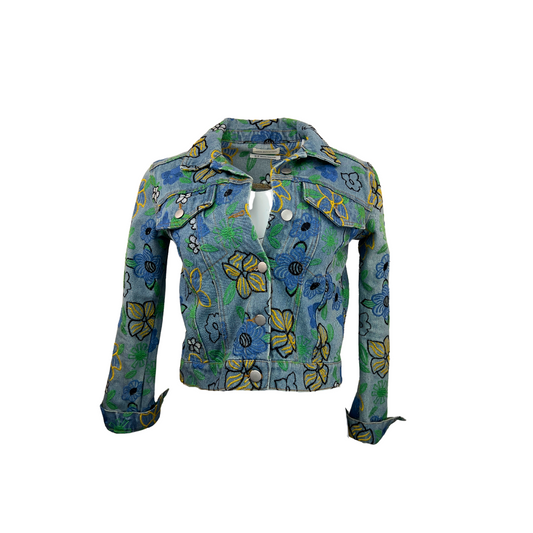 Cropped Denim Jacket by Urban Outfitters with Floral Embroidery