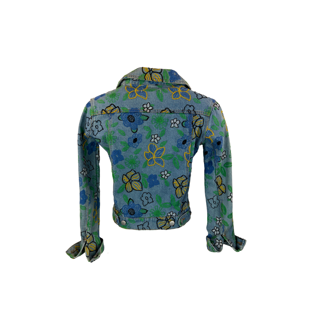 Cropped Denim Jacket by Urban Outfitters with Floral Embroidery
