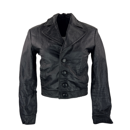 Very Good Tailor 4 Button Cropped Leather Blazer