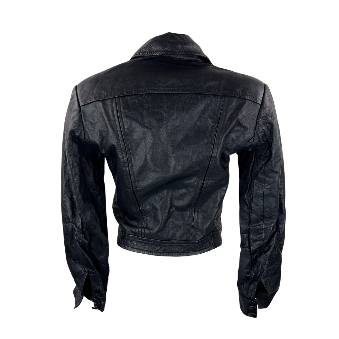 Very Good Tailor 4 Button Cropped Leather Blazer