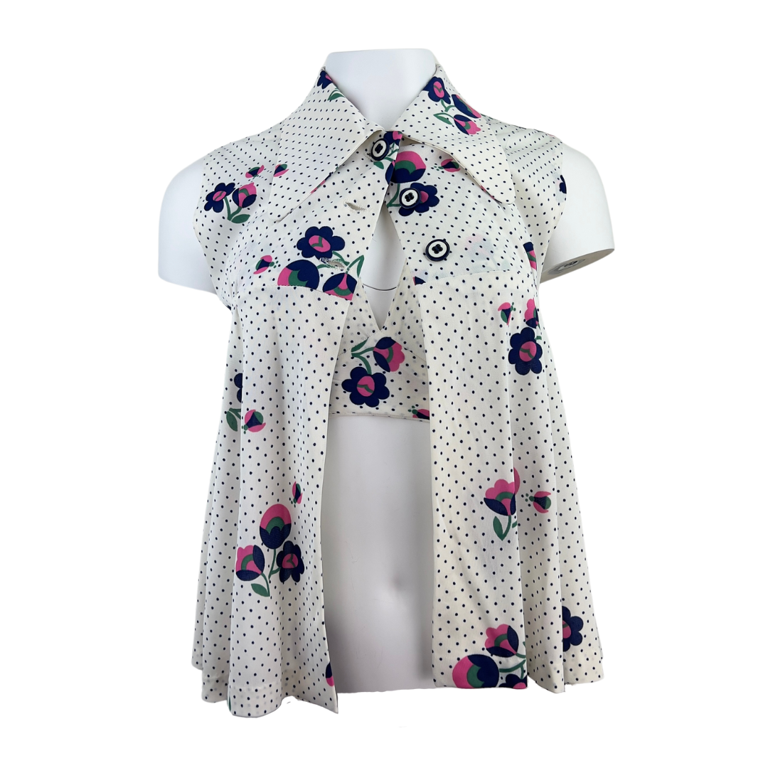 Vintage 70's Short Sleeve Top with Matching Bra