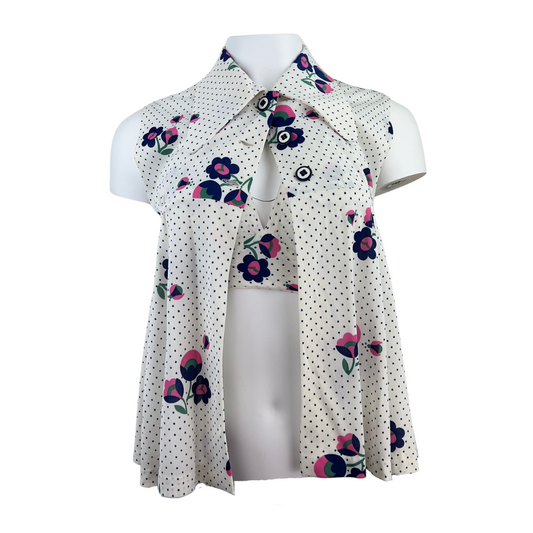 Vintage 70's Short Sleeve Top with Matching Bra
