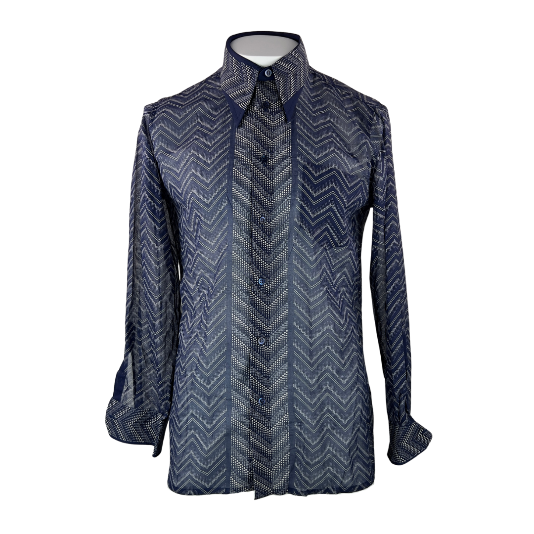 Vintage 70's Navy Sheer Dress Shirt