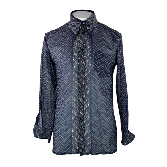 Vintage 70's Navy Sheer Dress Shirt