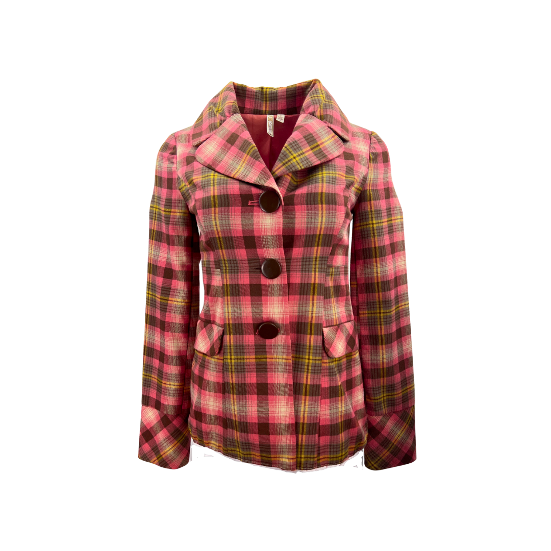 Vintage Pink Plaid Seventies Blazer