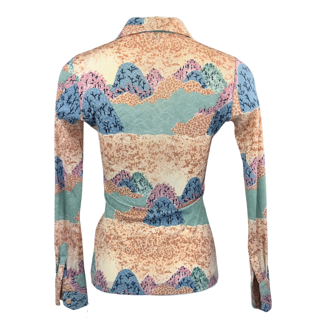 Vintage 70's Tight Fitting Blouse with Abstract Print by Biba