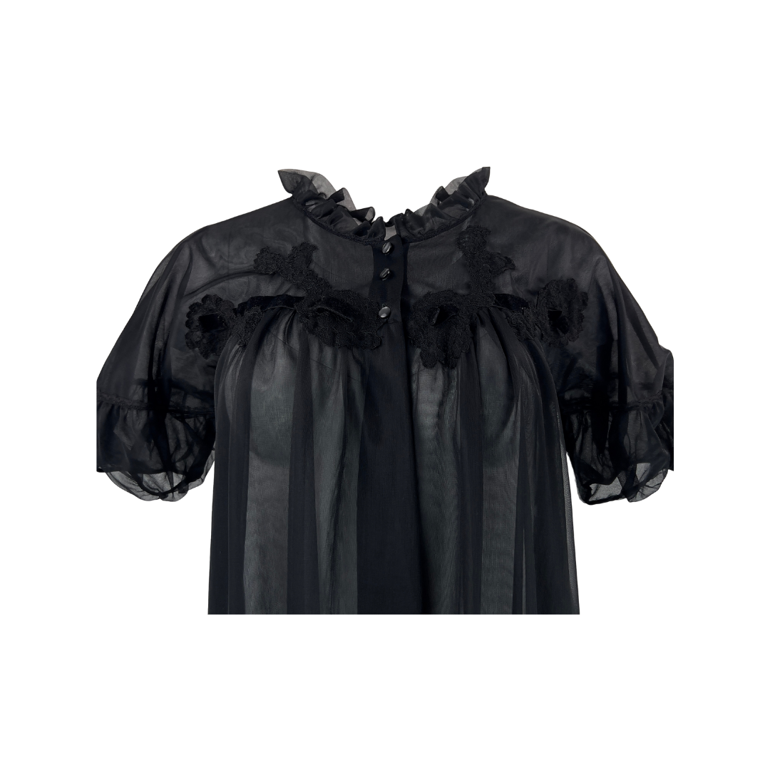 Vintage Sheer Black Babydoll Robe