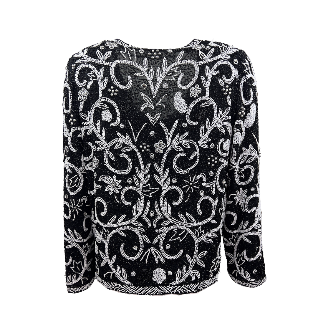Vintage Black and White Fully Beaded Blazer
