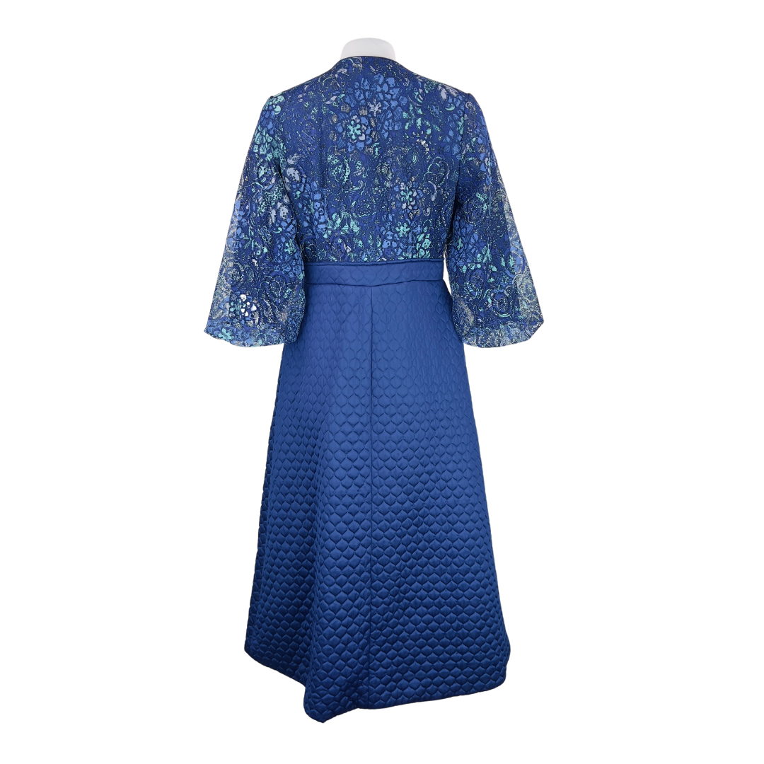 Vintage Navy Lace and Quilted House Coat