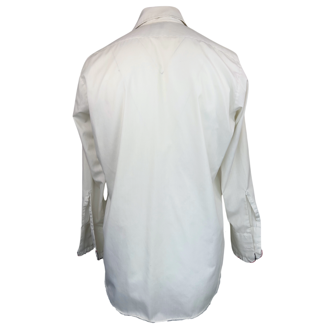 Vintage Cream After Six Tuxedo Shirt with Red and Black Embroidery