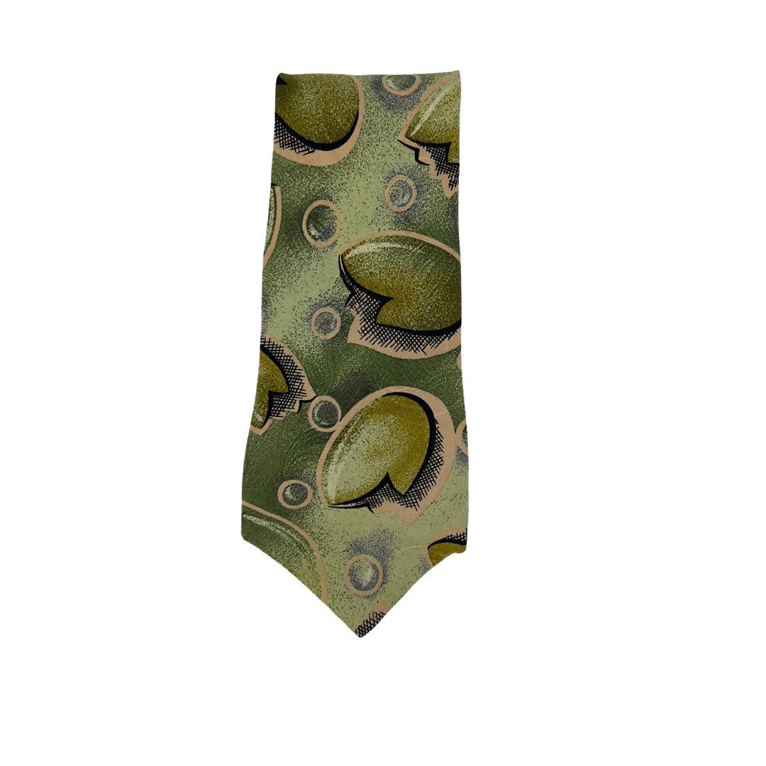 Green Tie with Green Olive Print