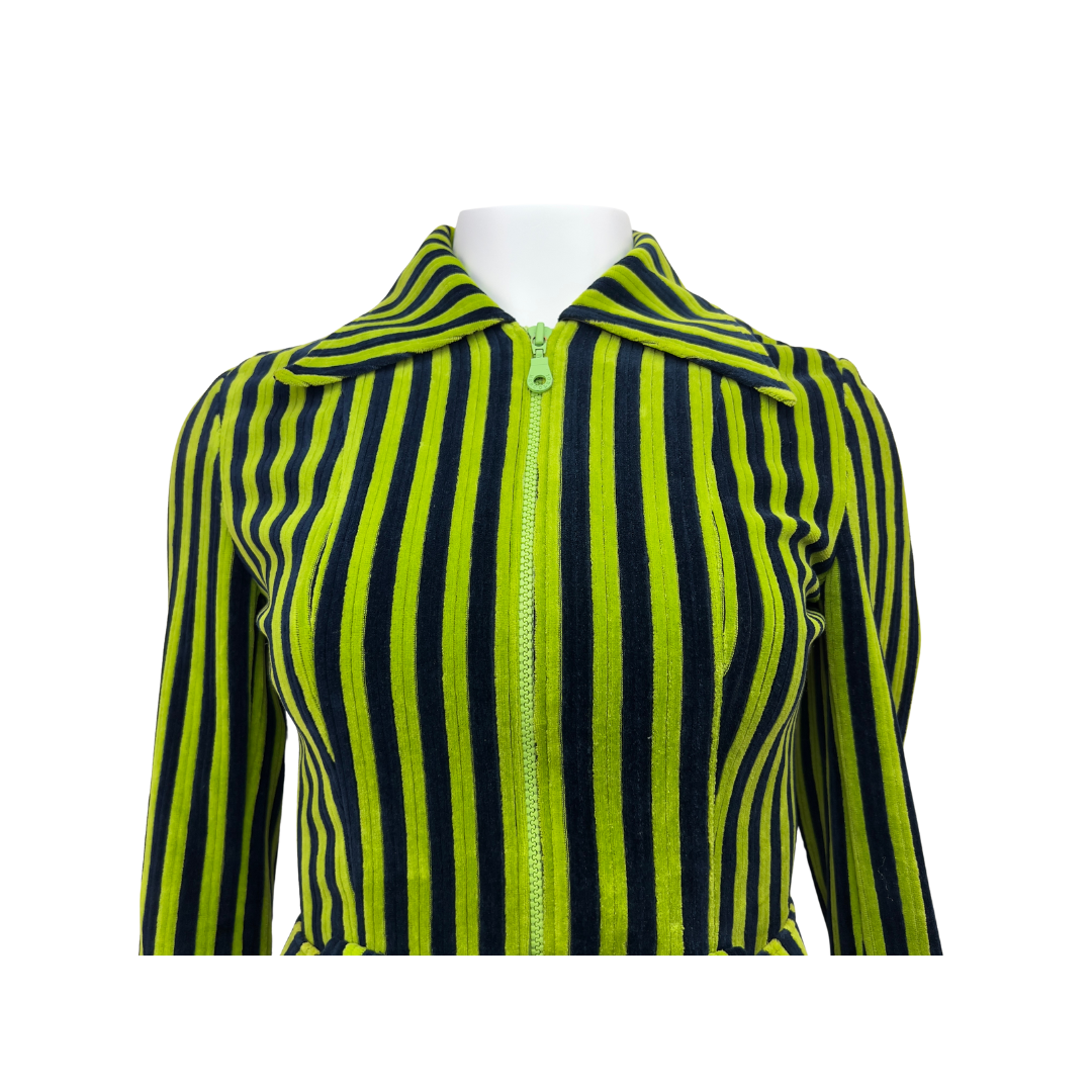 Vintage 1970's Green and Navy Striped Jacket