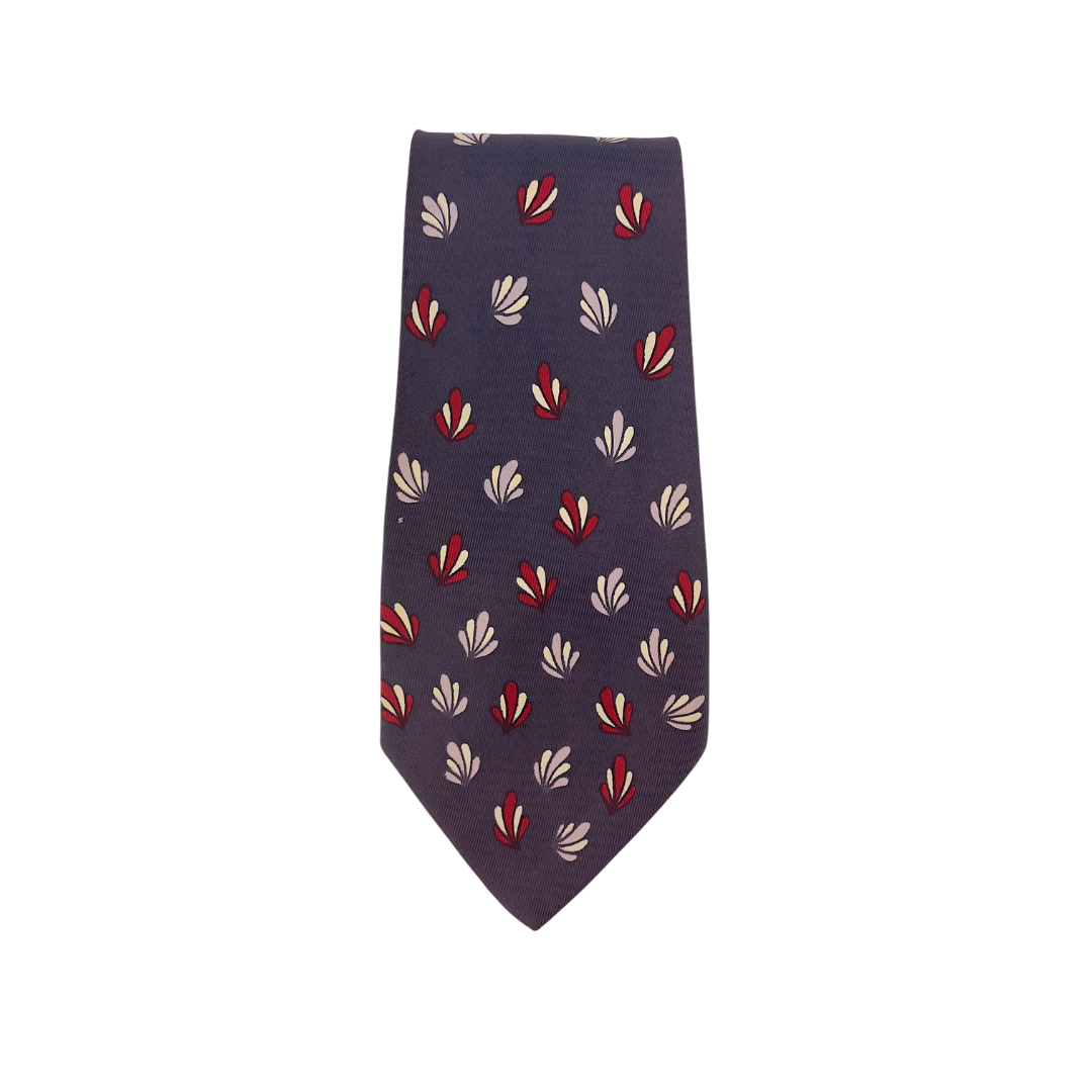 Vintage Mauve Tie with Red and White Fans