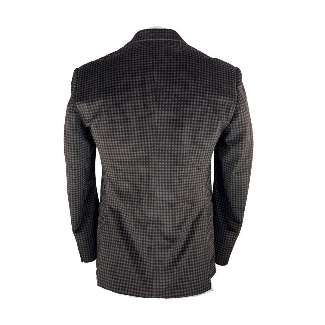 Mens Brown Check Velvet Blazer