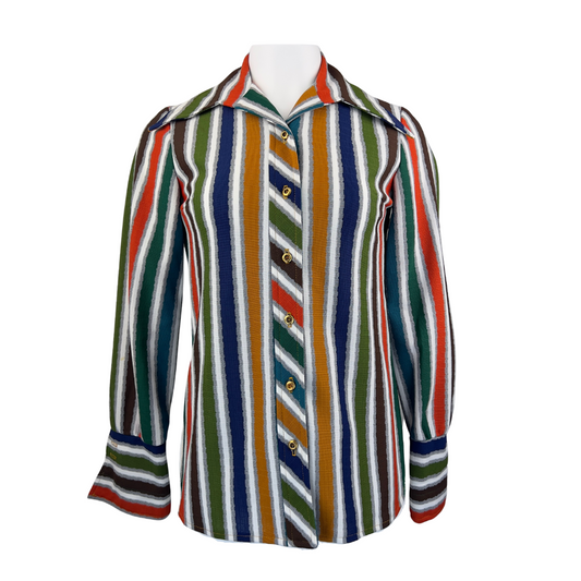 Trio of Dallas Vintage Multi Color Stripe Blouse