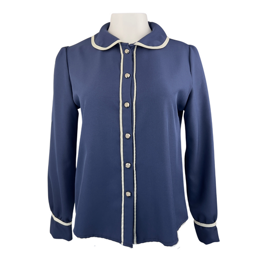 Celest Retro Navy Blouse with White Tipping