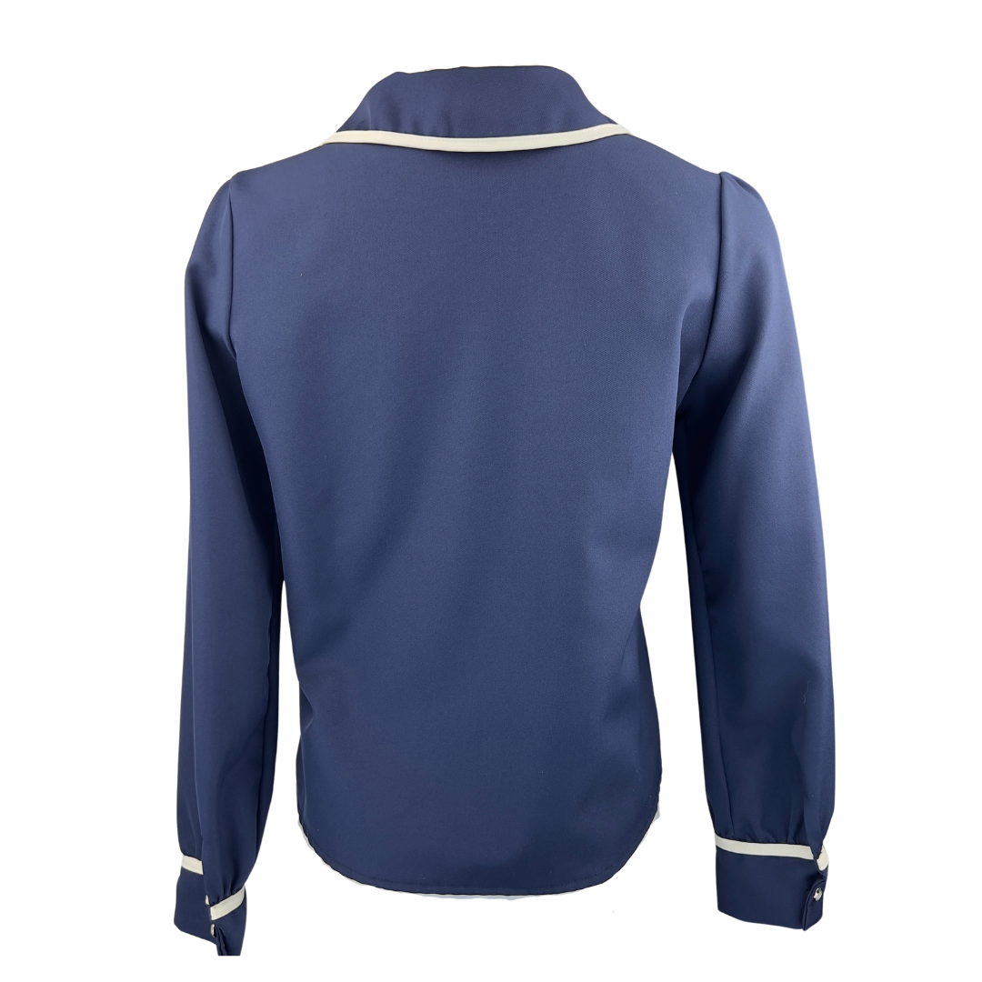Celest Retro Navy Blouse with White Tipping
