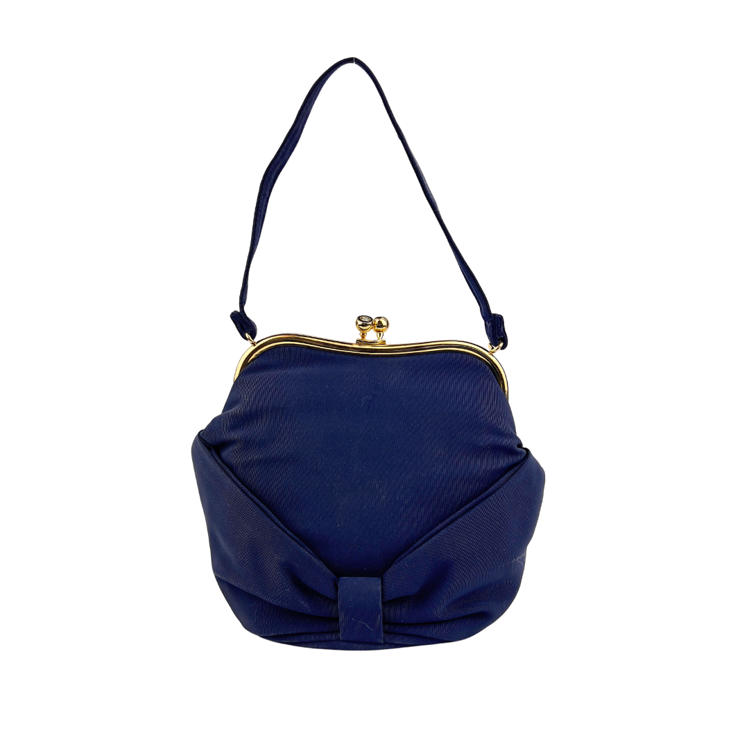 Vintage Navy Fabric Handbag