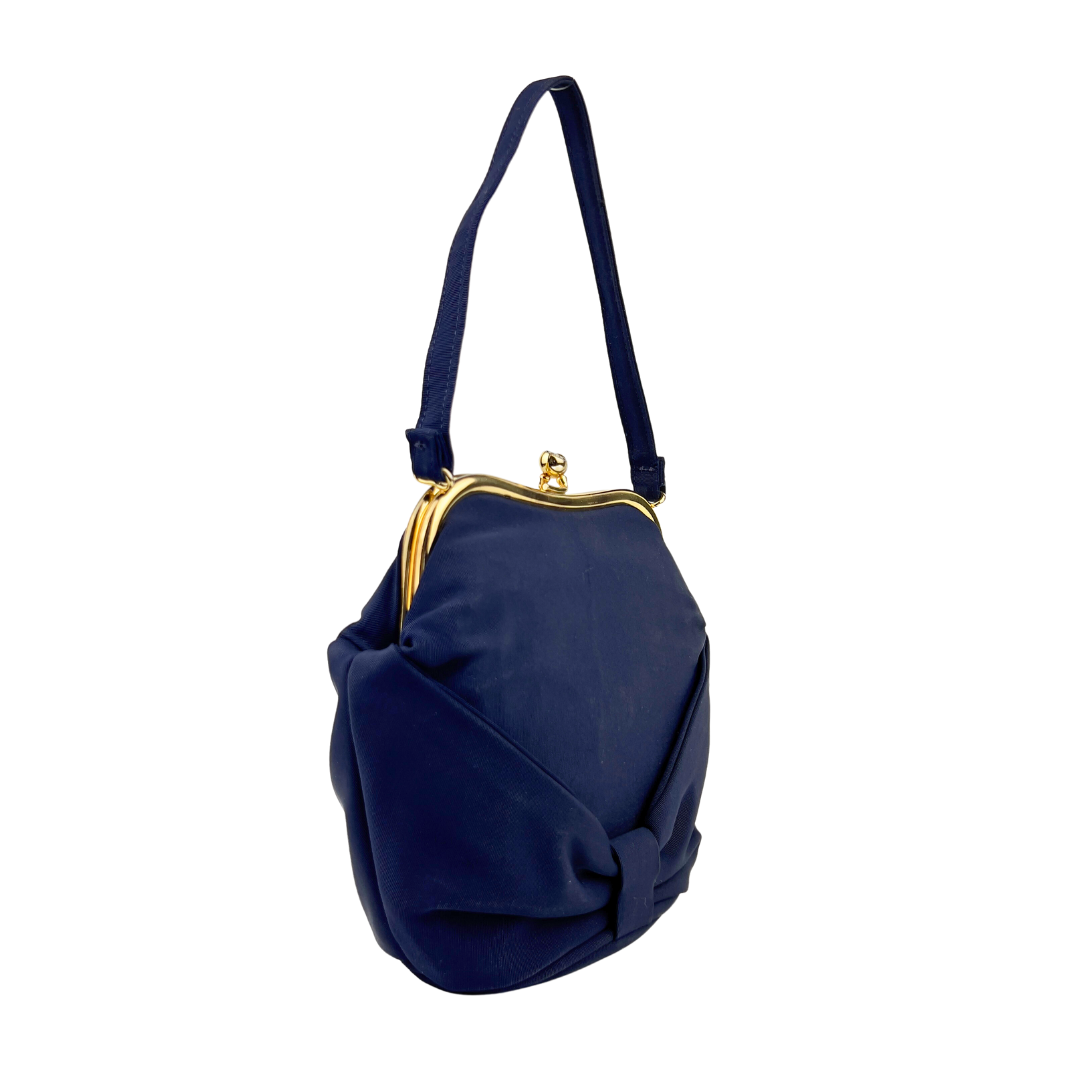 Vintage Navy Fabric Handbag