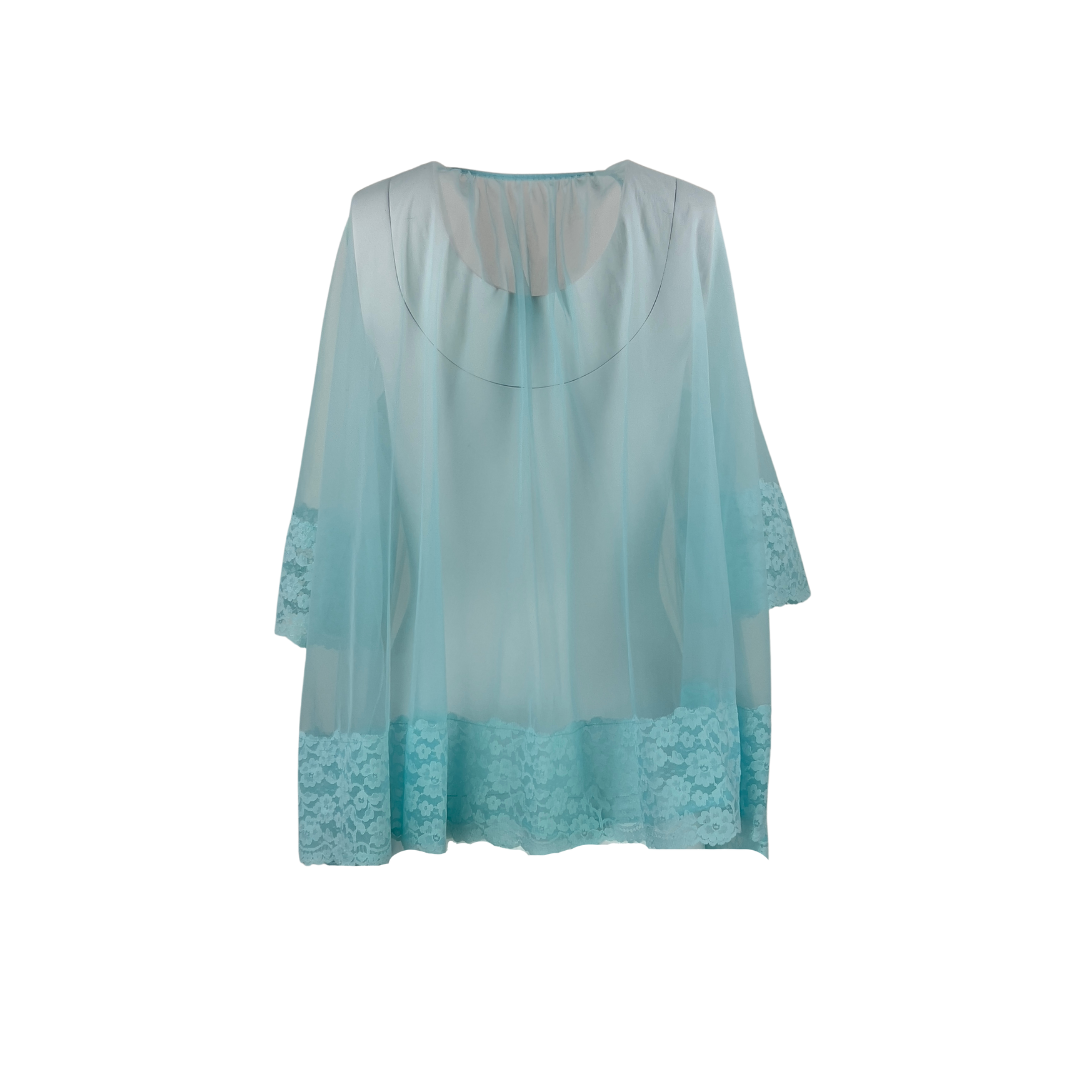 Vintage Light Blue Dressing Gown with Flowers at Snaps