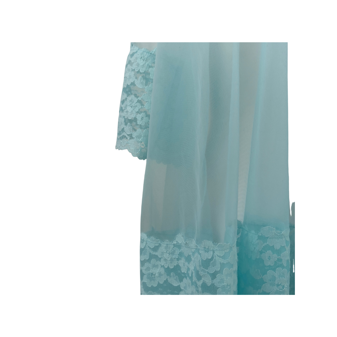 Vintage Light Blue Dressing Gown with Flowers at Snaps