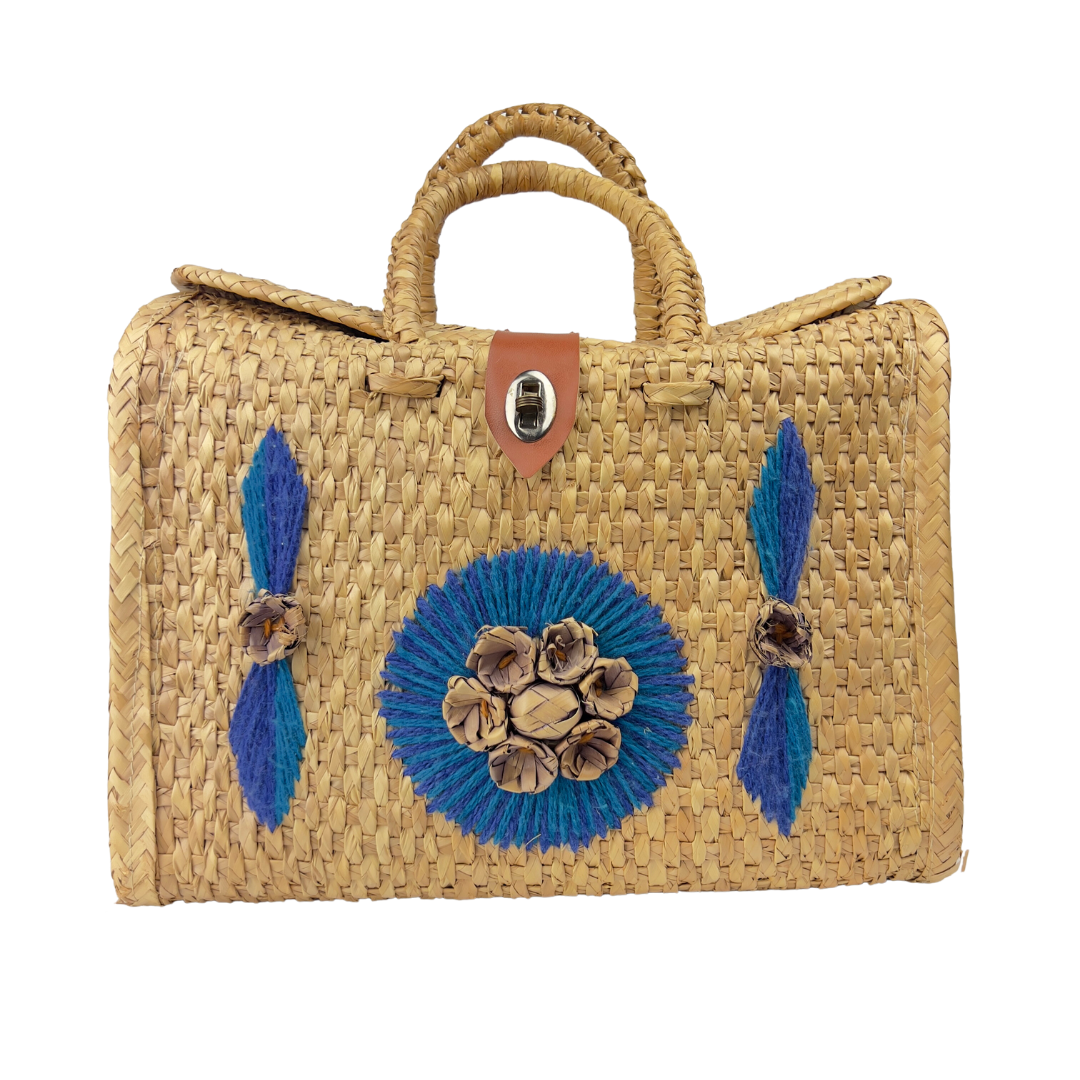 70's Vintage Woven Straw Briefcase