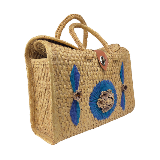 70's Vintage Woven Straw Briefcase