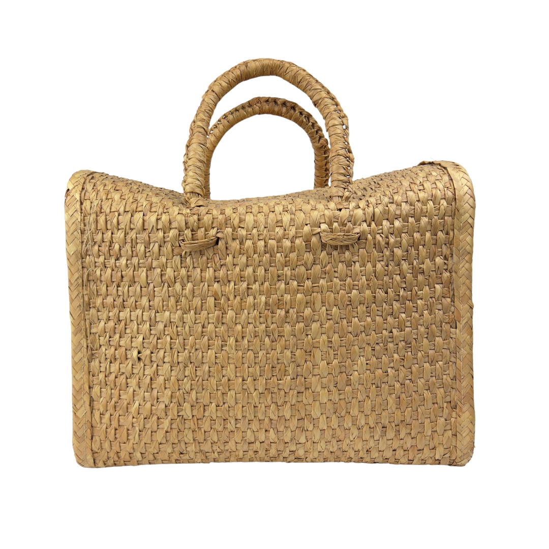 70's Vintage Woven Straw Briefcase