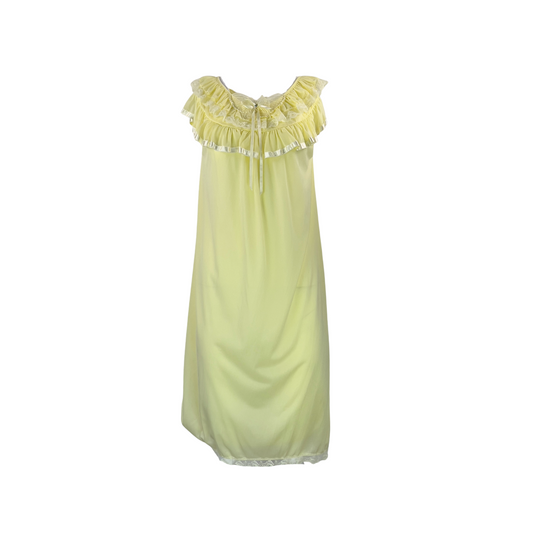 Vintage Yellow Slip with Two Rows of Ruffles at Neckline