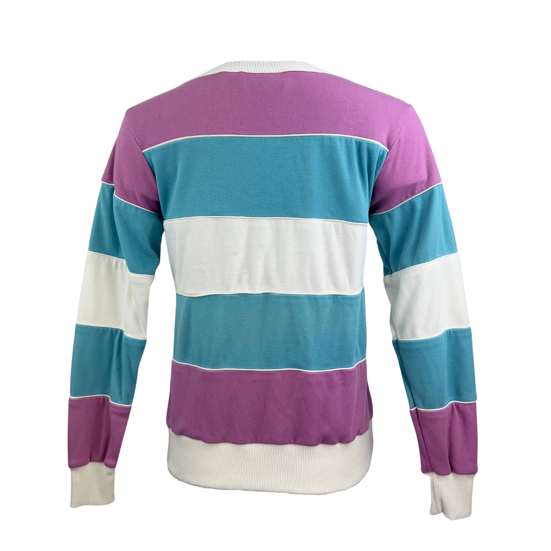 Vintage Purple, Blue and White Striped Long Sleeve T