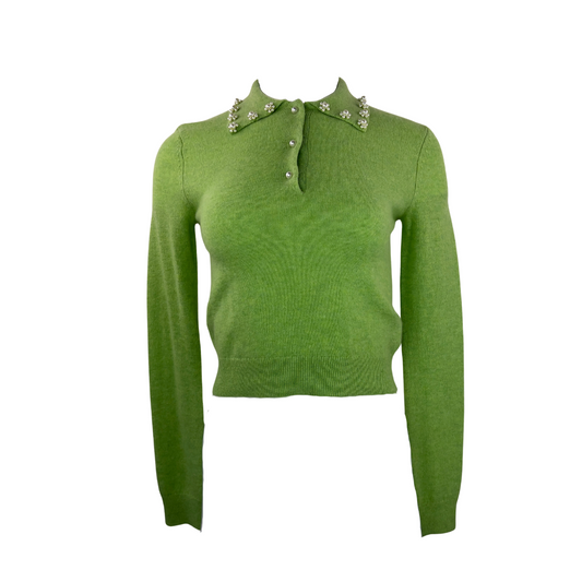 Wilfred Green Long Sleeve Polo Sweater