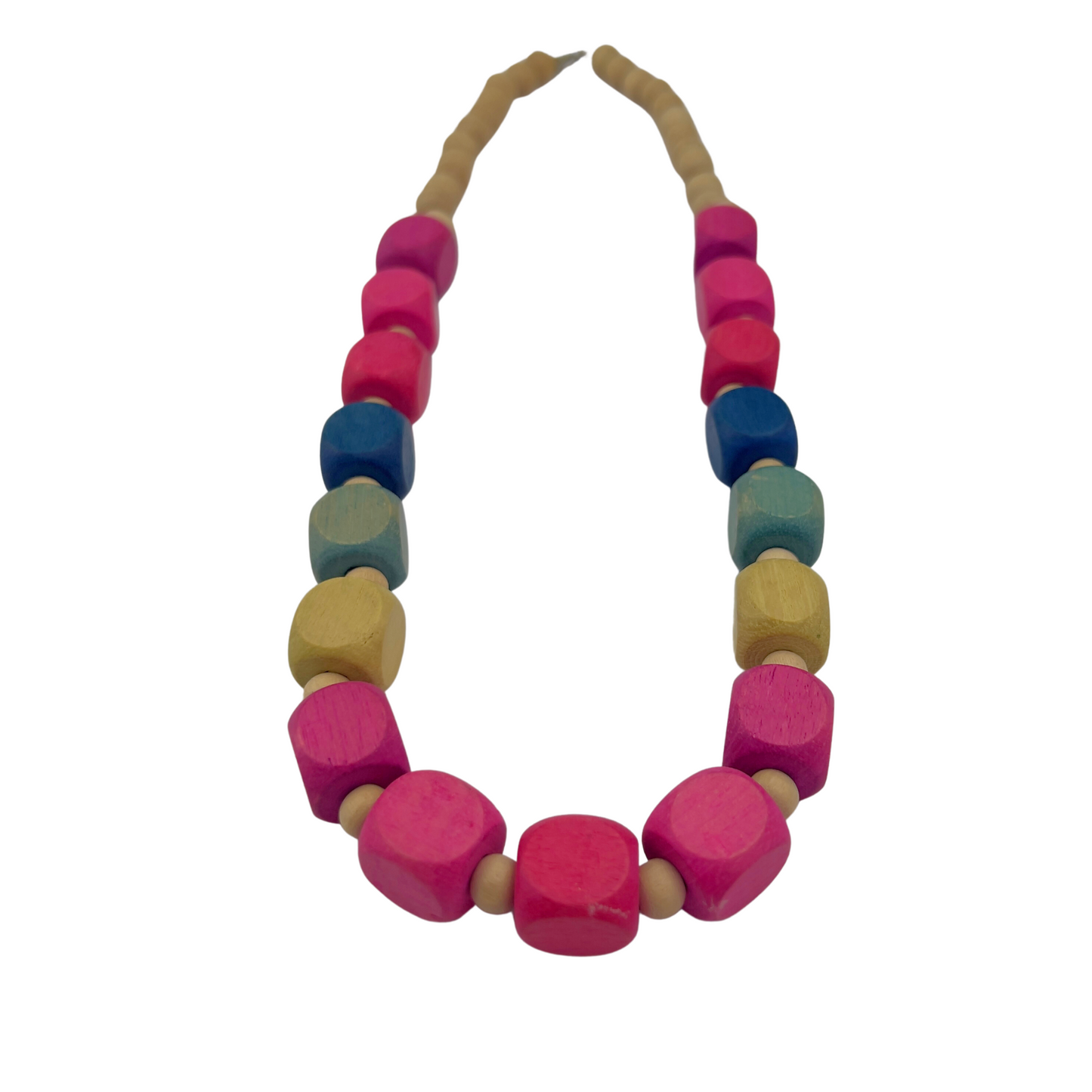 Colorful Wooden Beaded Necklace.